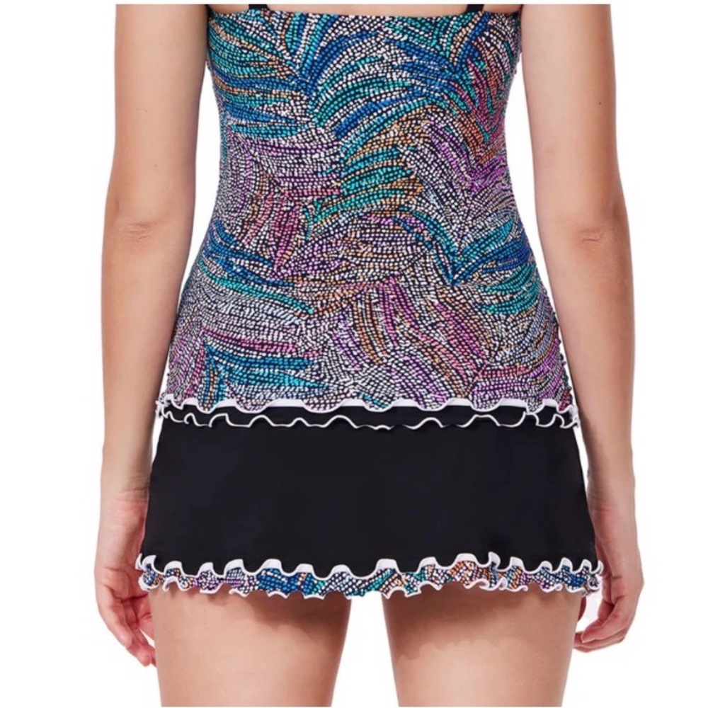 Profile by Gottex Layla Tricolore Side Slit Swim Skirt Bottom Size 8 NWT - Picture 3 of 7